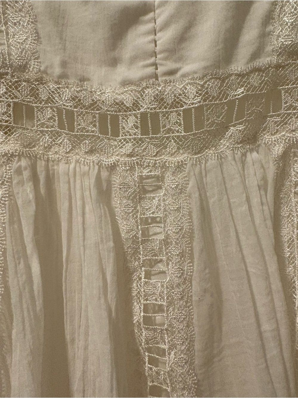 Free people Verona White Lace Trim Square-Neck Mini Dress - Picture 10 of 12